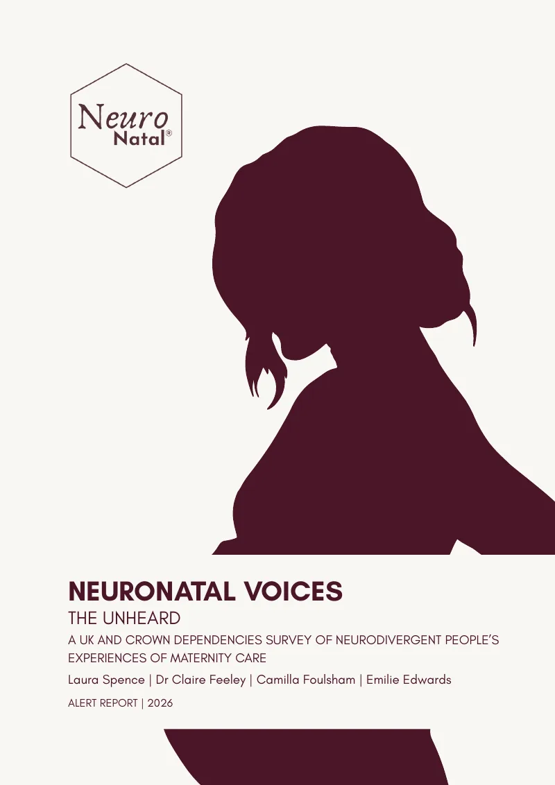 Cover of NeuroNatal Voices: The Unheard, showing the silhouette of a woman's head and shoulders